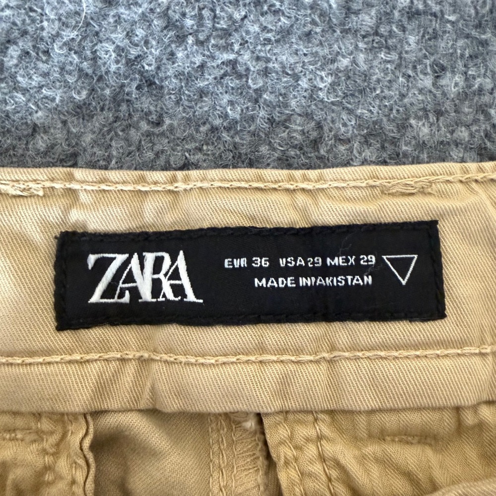 Zara Man Beige Slim Fit Chino Pant 29x29 Stretch Cotton Casual Flat Front Office - Picture 2 of 8
